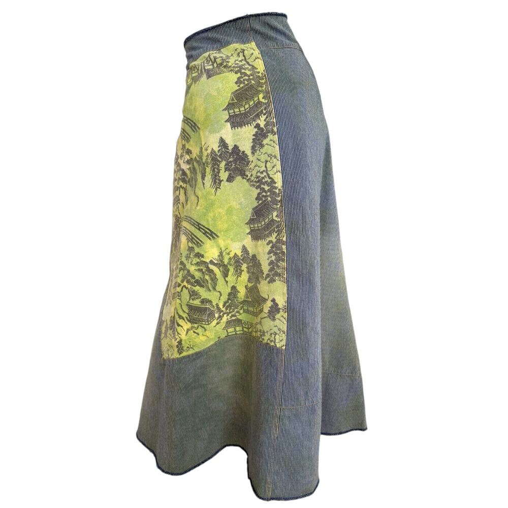 SOLD* Vintage Y2K Custo Barcelona Low Rise Maxi Patchwork Pagoda Striped Denim